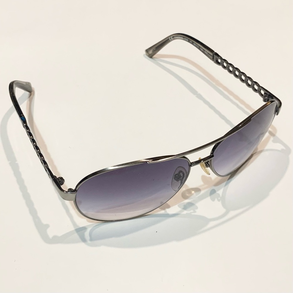 Juicy Couture Designer Aviator Sunglasses Purple Gun Metal Silver w/ Case OBO - Picture 3 of 10
